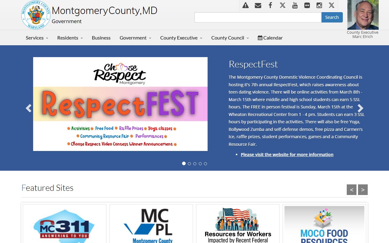Montgomery County government portal for Aspen Hill court records access