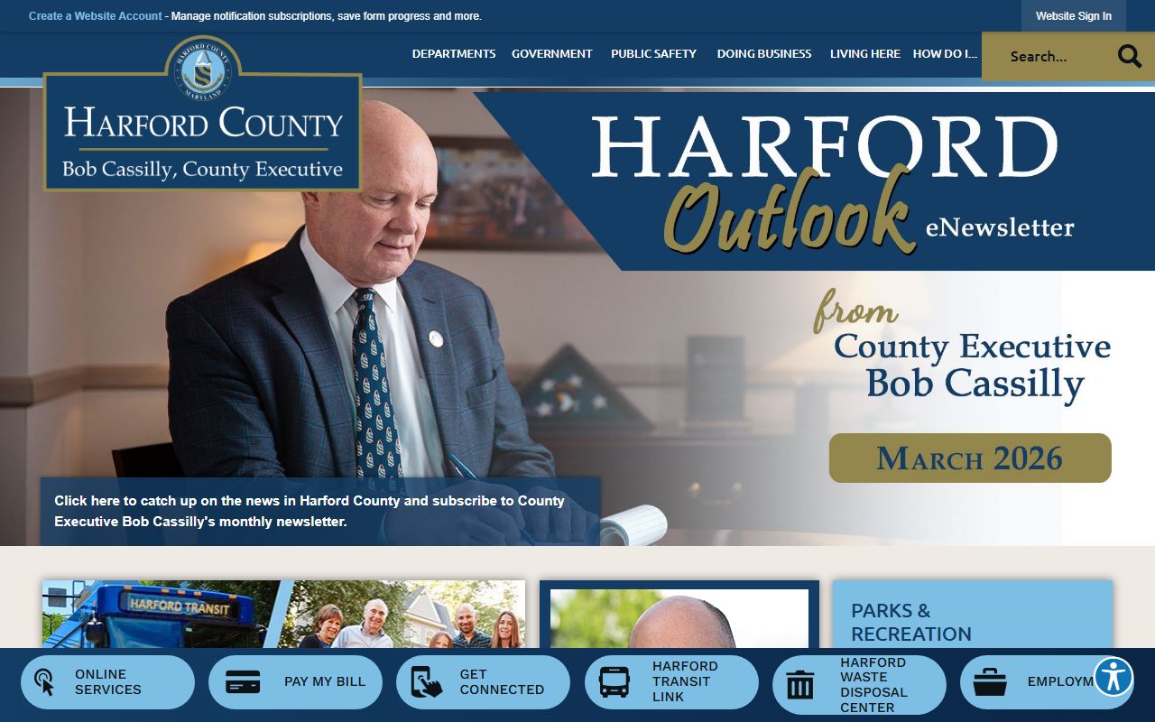 Harford County government portal for Bel Air South court records