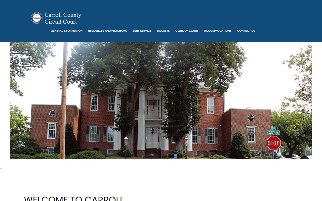 Carroll County Circuit Court website for court records access in Westminster