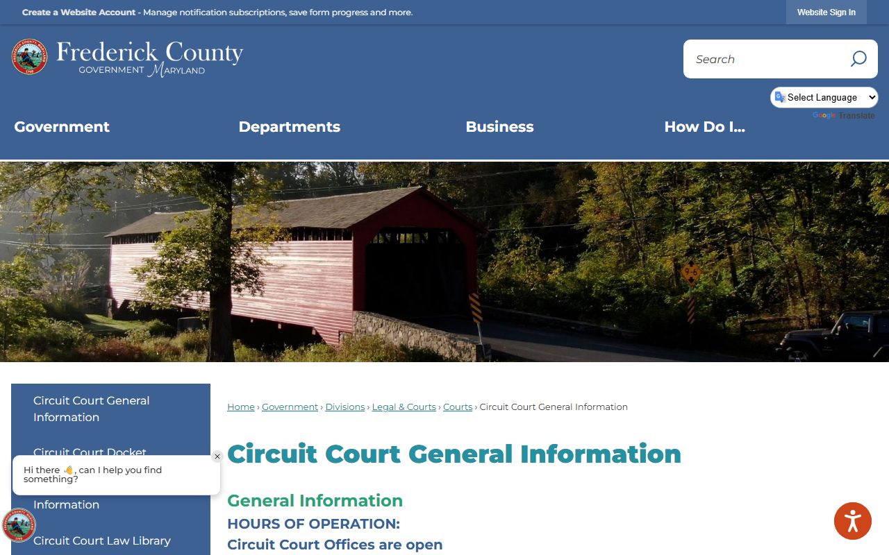 Frederick County Circuit Court information page on Frederick County government website