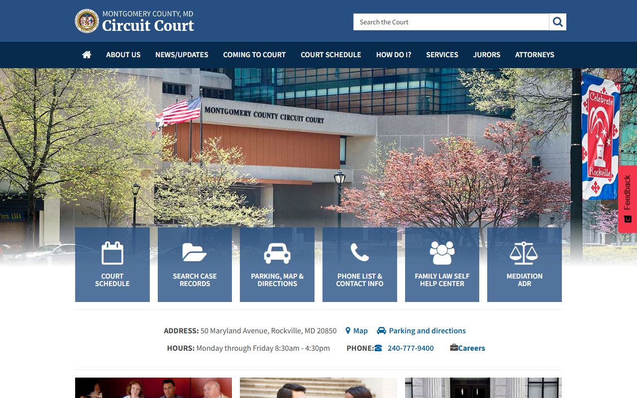 Montgomery County Circuit Court portal for court records search